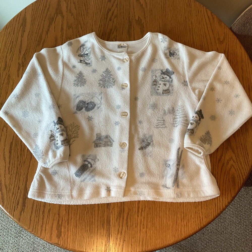 Women’s Button-Down Fleece Cardigan, Size Large.